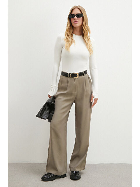 Never More Modal Palazzo Pantolon Haki