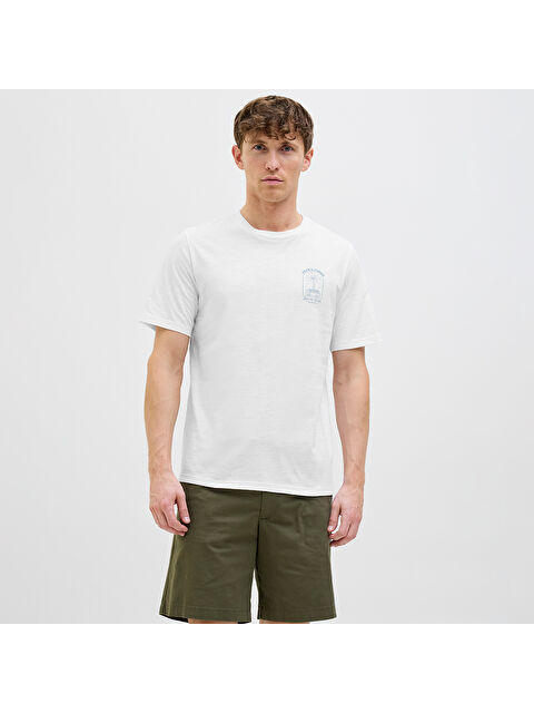 Jack & Jones One Color Summer Erkek Beyaz Yuvarlak Yaka Spor Tişört