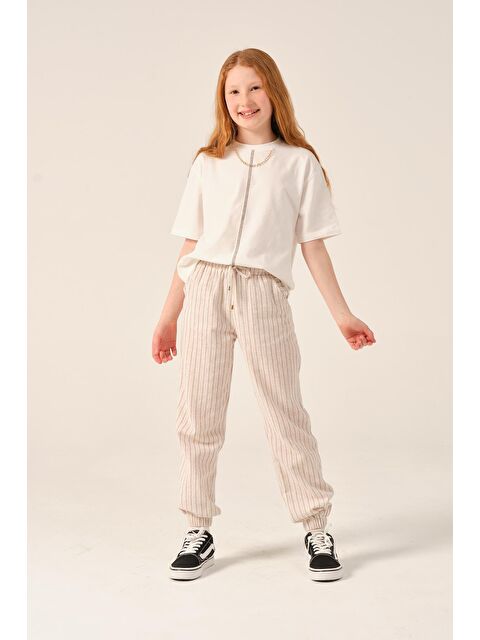 JAZZİEE Genç Kız Çocuk Çizgili Jogger Pantolon - S000315718-19928