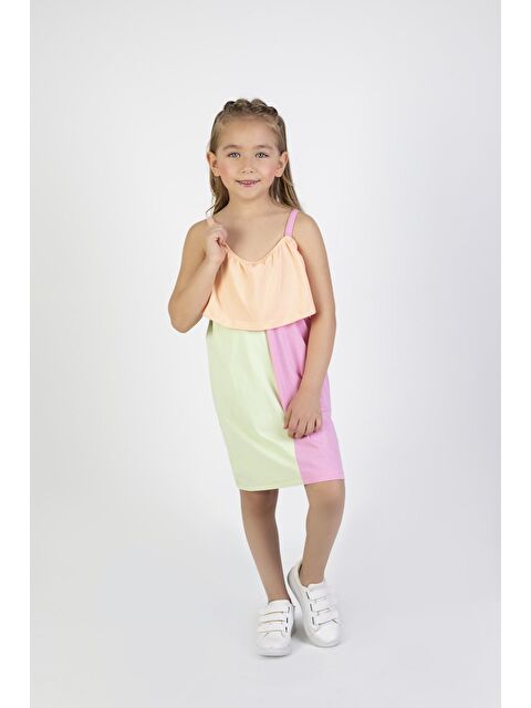 Miss Tuffy Kız Çocuk Çok Renkli Diz Üstü Penye Elbise - S000194448-24085