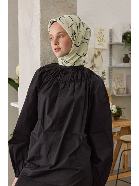 Fresh Scarfs Eloıse Desen Pamuk İpek Eşarp Ekru - S000458373-19965