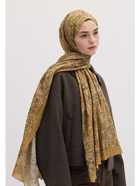 Fresh Scarfs Hesperıa Desen Şal Hardal - S000458381-7379