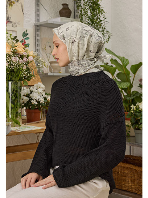 Fresh Scarfs Ruby Desen Pamuk İpek Eşarp Ekru - S000458382-19965