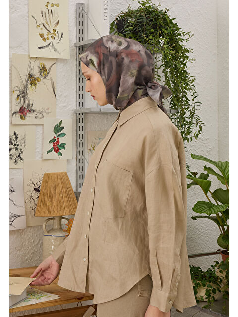 Fresh Scarfs Rosalıe Desen Pamuk İpek Eşarp Duman - S000458385-33408