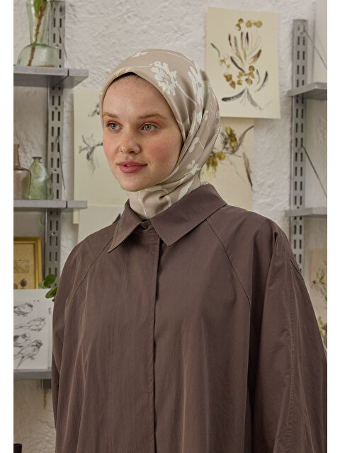 Fresh Scarfs Perla Desen Pamuk İpek Eşarp Gümüş - S000458388-18105