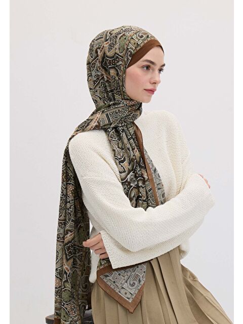 Fresh Scarfs Helene Desen Şal Orman Yeşili - S000458387-20662