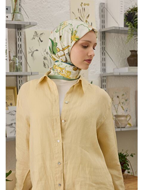 Fresh Scarfs Belle Desen Pamuk İpek Eşarp Somon - S000458389-24085