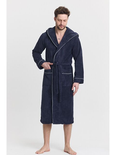 Mulberry Triga Erkek Bornoz %100 Pamuk Kapüşonlu