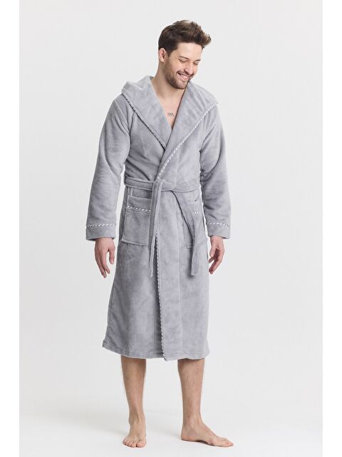 Mulberry Triga Erkek Bornoz %100 Pamuk Kapüşonlu