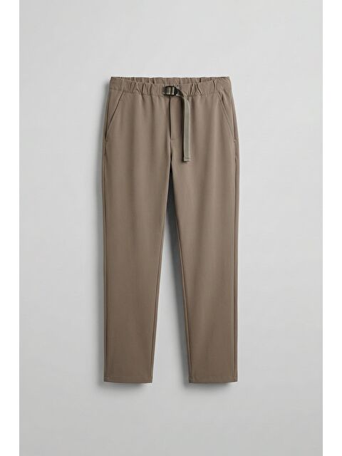 Abluka Online Erkek Beli Lastikli Tecno Kumaş Slim Fit Pantolon Vizon