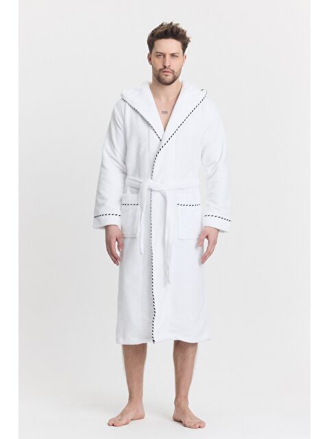 Mulberry Triga Erkek Bornoz %100 Pamuk Kapüşonlu