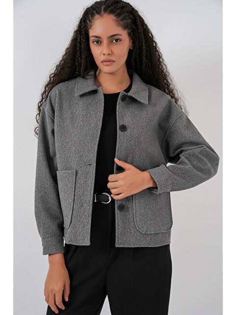 Bigdart 0713 Kadın Kaşe Ceket - A.Gri - S000313227-17308