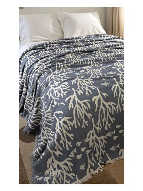 Mulberry Mercan Desen 4 Katlı Müslin Pike Yatak Örtüsü Battal Boy 240x260 cm