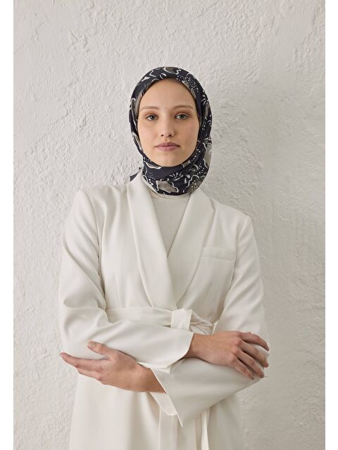 Fresh Scarfs Arıa Desen Pamuk İpek Eşarp Siyah - S000458390-19351
