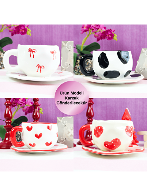 Bam Hediyelik Eşya Karışık Desenli Kahve Kupası BM-2326