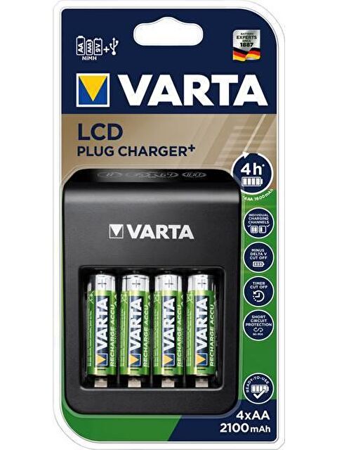 Varta LCD Plug Charger Plus Şarj Cihazı + 4 x 2100 Mah AA Şarjlı Pil - S000131592-17234