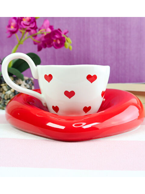 Bam Hediyelik Eşya Puffy Kalp Dokunuşlu Kahve Seti BM-2330