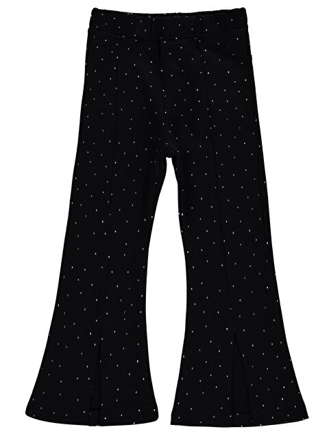 Civil Girls Taşlı Yırtmaçlı 10-13 Yaş Tayt - Siyah