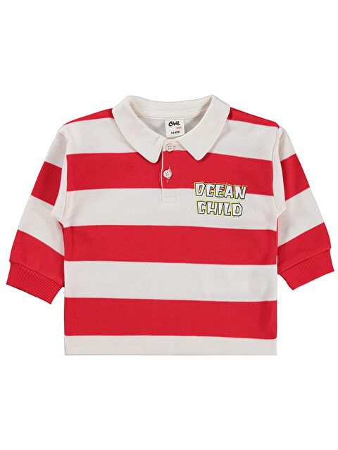 Civil Baby Çizgili 6-18 Ay Sweatshirt - Kırmızı