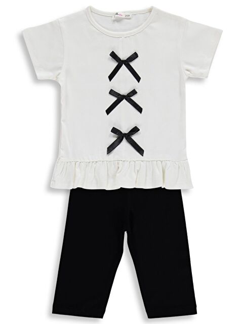 Civil Girls Fiyonklu 2-5 Yaş Takım - Ekru