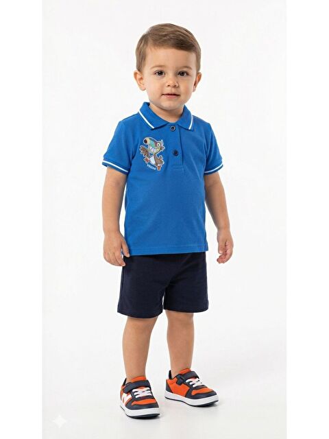 Kidex's Erkek Bebek Polo Yaka Tarz Baskılı Şortlu Takım Yazlık 2’li Takım