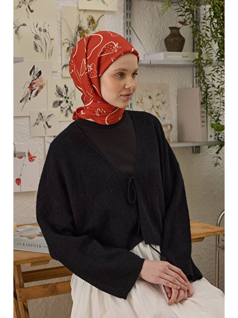 Fresh Scarfs Eloıse Desen Pamuk İpek Eşarp Kırmızı - S000458373-20045
