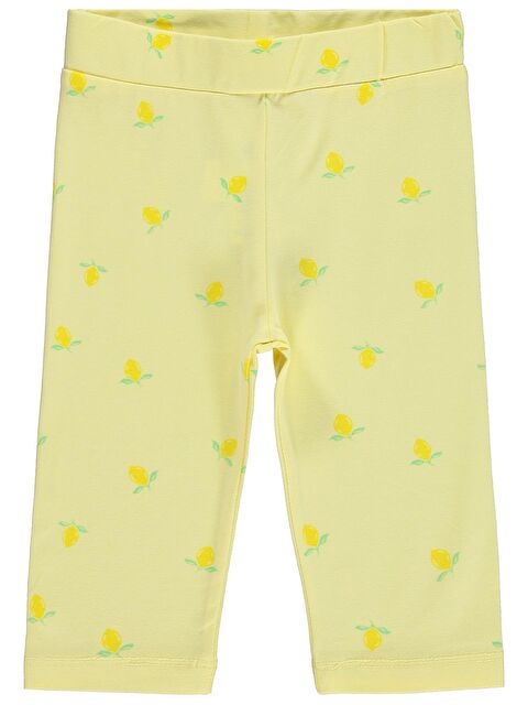 Civil Girls Limon Desenli 6-9 Yaş Tayt - Sarı