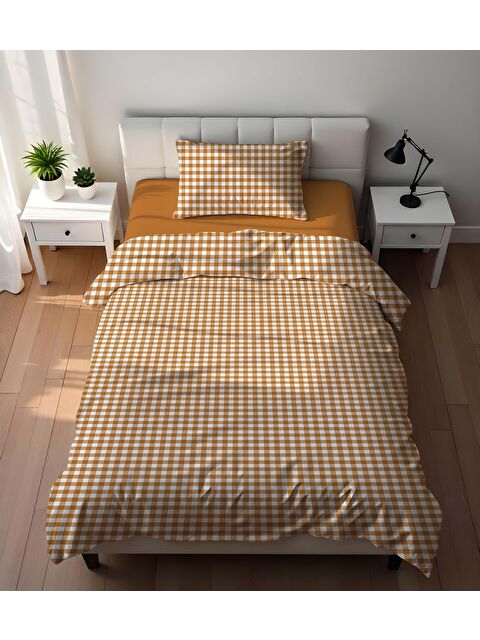 Evmila Çift Taraflı Pötikare  Desenli - Baskılı Tek Kişilik Nevresim Takımı - S000407974-23173