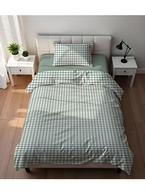 Evmila Çift Taraflı Pötikare  Desenli - Baskılı Tek Kişilik Nevresim Takımı - S000407975-23173