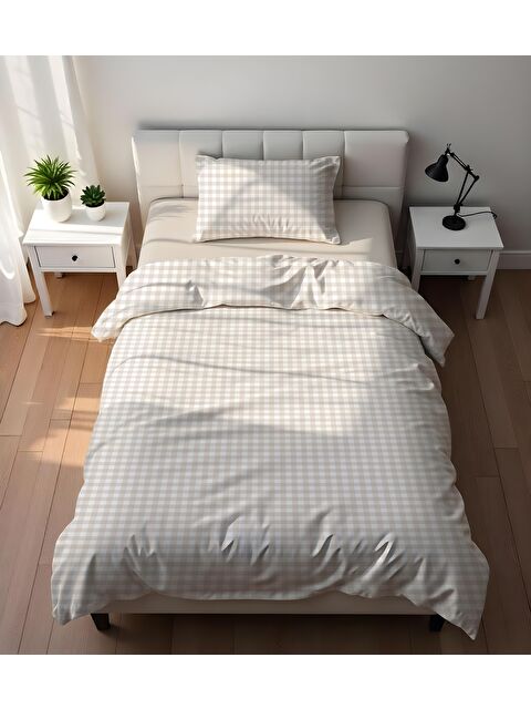 Evmila Çift Taraflı Pötikare  Desenli - Baskılı Tek Kişilik Nevresim Takımı - S000407976-23173