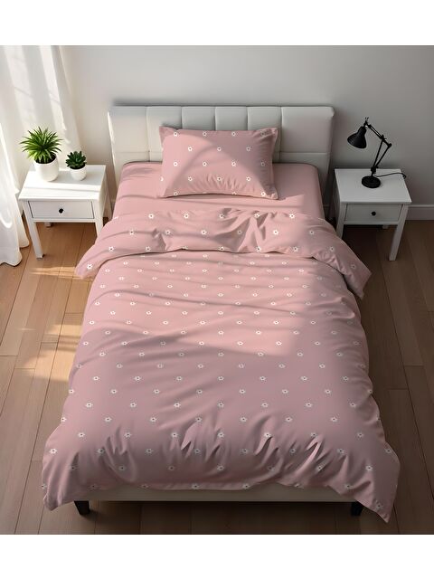 Evmila Çift Taraflı Çiçek Desenli - Baskılı Tek Kişilik Nevresim Takımı - S000407978-23173