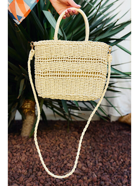 Remsa Mayo Sepet Örgü Hasır Çanta Plaj Çantası 019 Bej01 - S000419180-19928