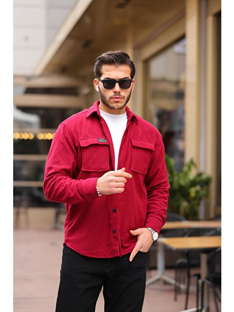 Stilkombin Oversize Düz Cepli Polar Erkek Gömlek - S000121446-19951
