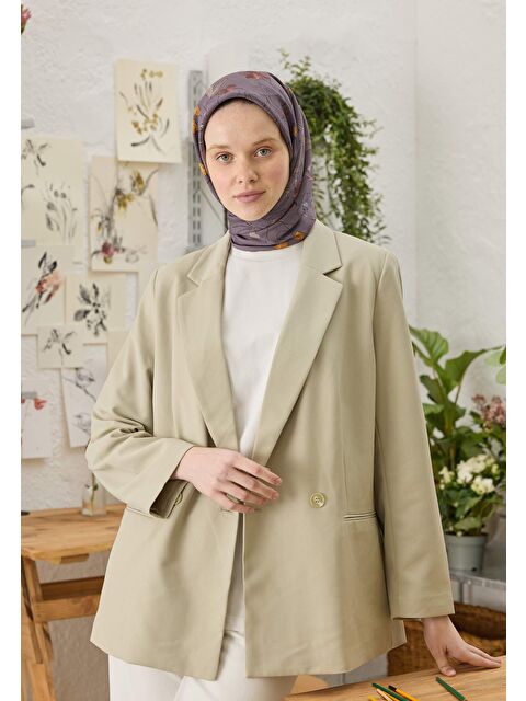 Fresh Scarfs Strawberry Desen Pamuk İpek Eşarp Lavanta - S000458393-475