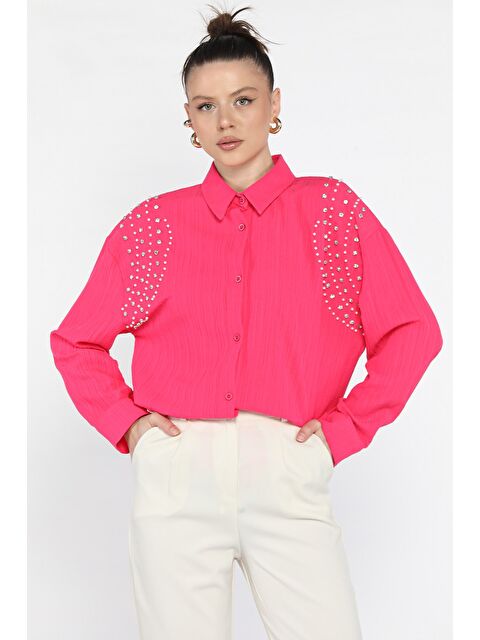 Gülseli Omuz İncili Kadın Gömlek - S000368409-18686