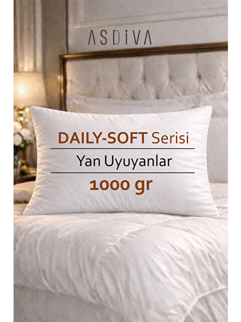 Asdiva DAILY-SOFT Serisi Yan Uyuyanlara Özel 1.sınıf Elyaf Dolgu 1000 Gram Yastık 50x70 cm