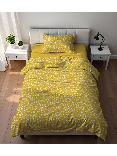 Evmila Çift Taraflı Minik Çiçekler Desenli - Baskılı Tek Kişilik Nevresim Takımı - S000407981-23173