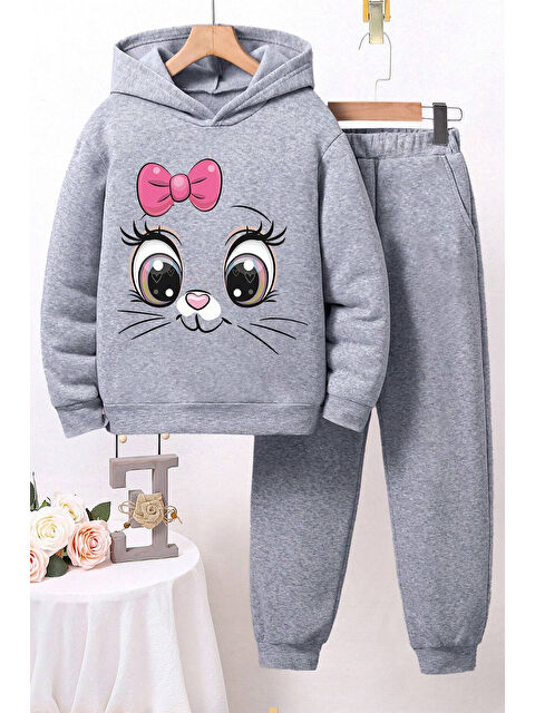 uyguntarz Sevimli Kedi Baskılı Çocuk Rahat Eşofman Takımı - S000333116-20600