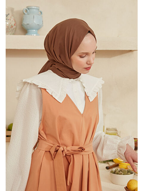 Fresh Scarfs İnce Pamuk Vual Şal Brownie - S000420394-37322