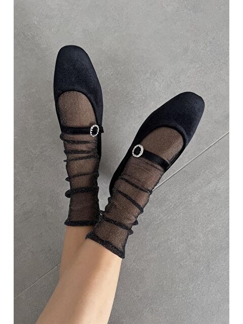 Straswans Berny  Kadın  Kemer  Detay  Kadife  Babet Siyah - S000513148-19351