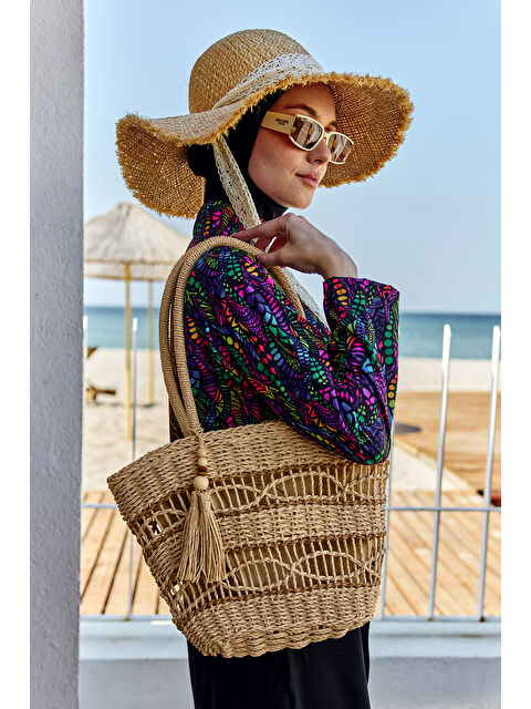 Remsa Mayo Hasır Çanta Plaj Çantası 020 Camel01 - S000419183-4557