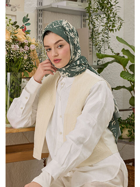 Fresh Scarfs Vıolet Desen Şal Yeşil - S000458318-19416