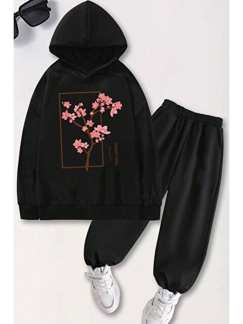 uyguntarz Kiraz Ağacı Baskılı Çocuk Rahat Eşofman Takımı - S000333120-19351