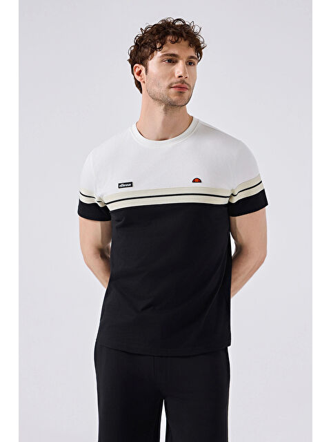 Ellesse % 100 Pamuk Bisiklet Yaka Logolu Renk Bloklu T Shirt 6SM5014-BK