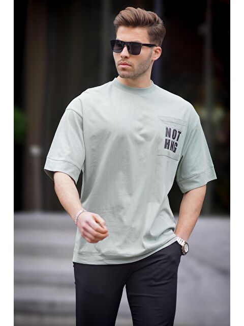 Madmext Mint Yeşili Cep Detaylı Oversize %100 Pamuk Tişört 7008 - S000157976-17259