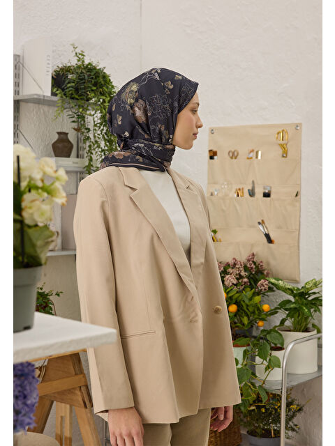 Fresh Scarfs Delıa Desen Pamuk İpek Eşarp Siyah - S000458396-19351