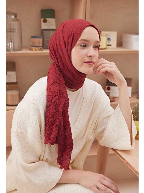 Fresh Scarfs Vual Crash Şal Soft Kırmızı - S000420273-20043
