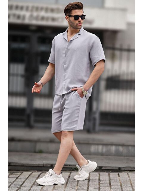 Madmext Gri Basic Erkek Şort %100 Pamuk Takımı 5940 - S000139754-20600