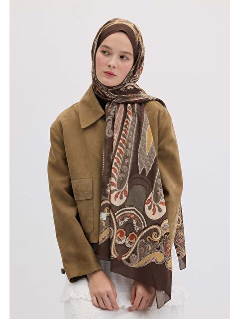 Fresh Scarfs Evrın Desen Şal Kahve - S000458397-28102