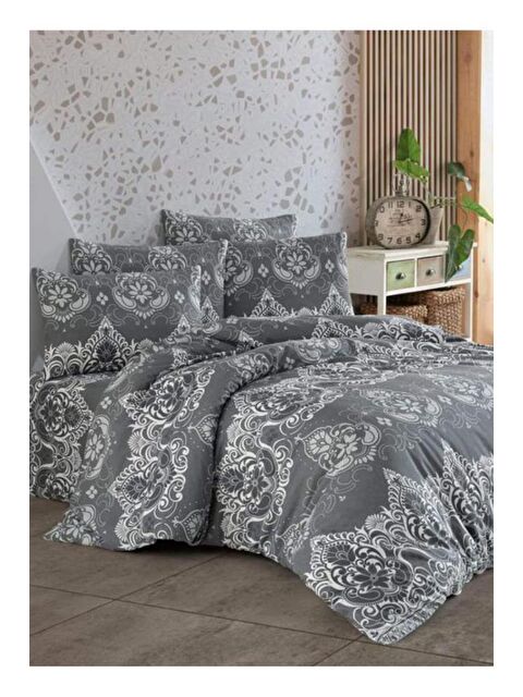 Çeyiz Diyarı Piyare Çift Kişilik Nevresim Takımı Gri - S000484990-23173